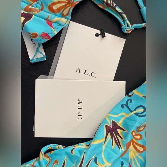 NWT A.L.C. 2 Piece Teal Bikini Dylan Balconette Bikini Top Isla Bottom Size M - Picture 5 of 6